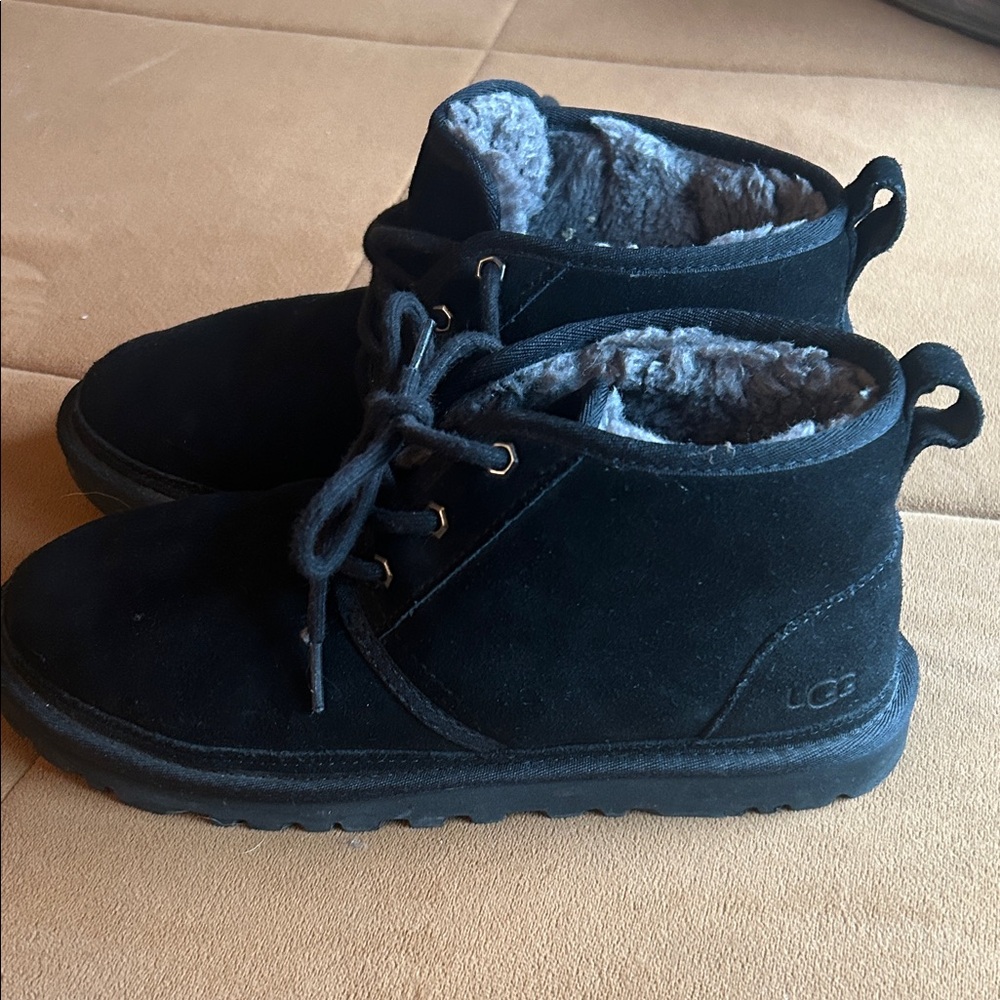 UGG Black Suede Lace-Up Boots